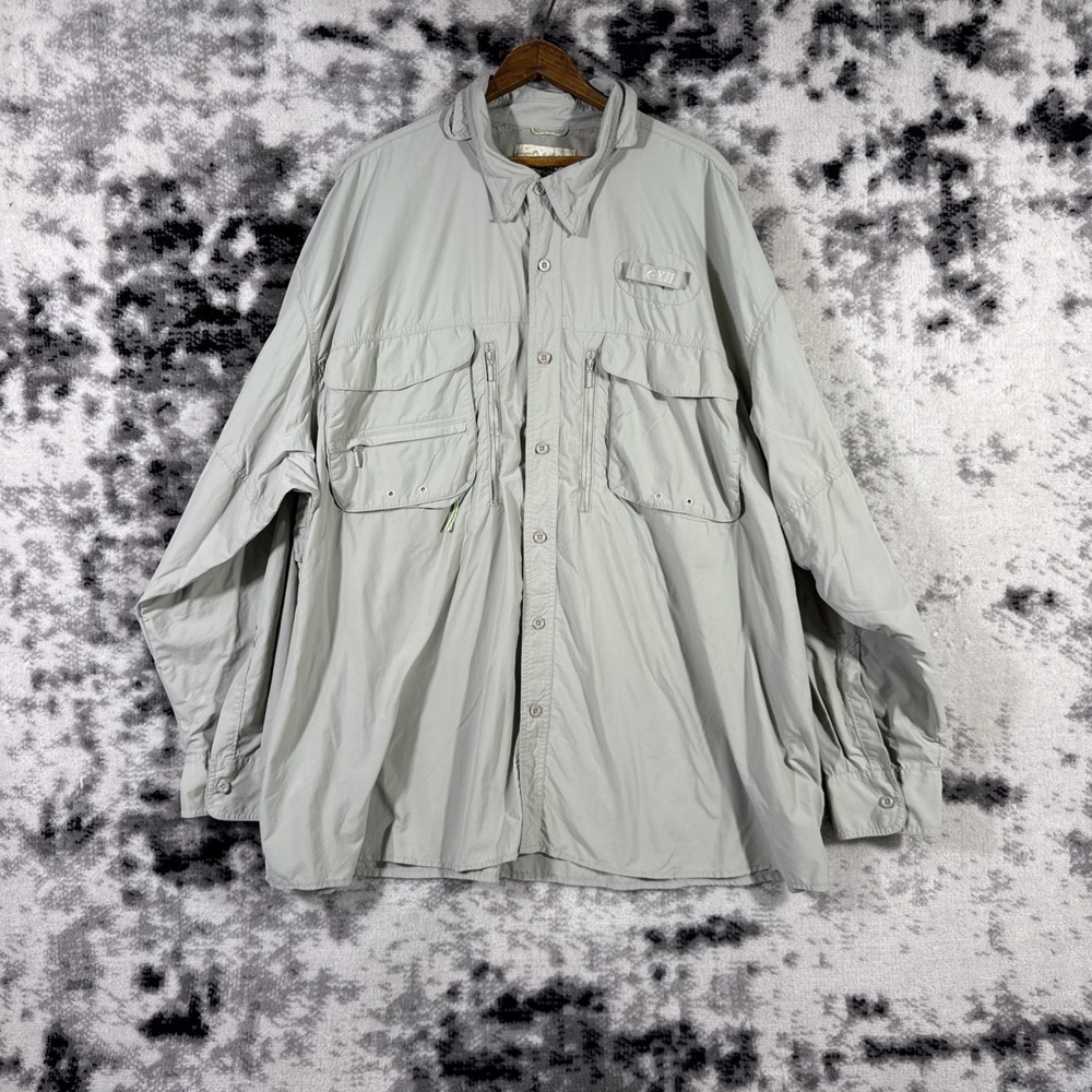 Cabelas‎ Guidewear Shirt Mens Size 3XL Beige Fishing Performance Pockets Utility